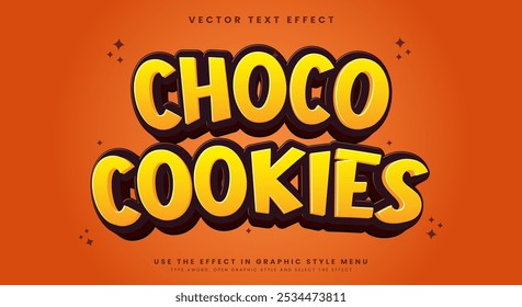 Efeito de texto editável de Cookies Choco Modelo com esquema de cores laranja