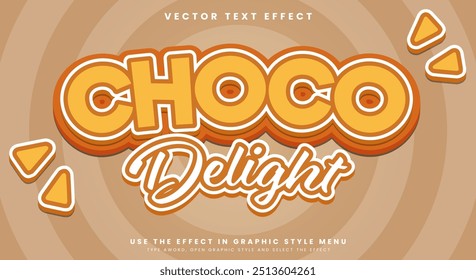 Choco Delight editable text effect template with abstract background style