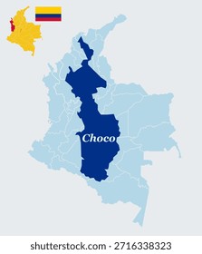 Departamento de Chocó Colombia Mapa con Bandera Región de la Costa del Pacífico Quibdo Capital y Vector Afro Cultura Colombiana