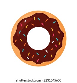 Choco donut  clip art vector design in cute animated cartoon bakery icon illustration isolated on white background