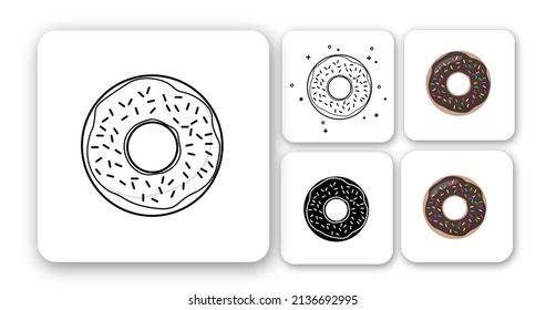Choco Donut Flat Design Fast Food Icon