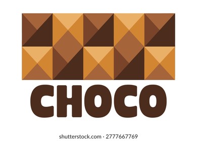 Choco Geometric Pattern Poster, Triangular Chocolate Blocks With Bold Typography, Trendy Abstract Style For Advertising, Branding, Social Media, Print Template