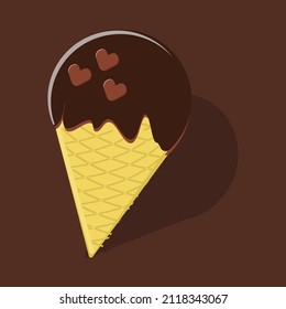 Choco Ice Cream with love shape topin