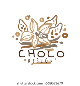 Choco label, hand drawn vector Illustration