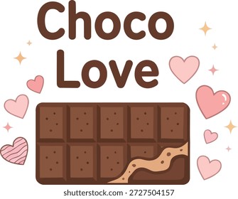 Choco amor chocolate barra vetor ilustração para amantes de sobremesa doce.