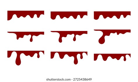 Choco melting drips paint collection melt drips paint abstract liquid vector elements border and drips ink set