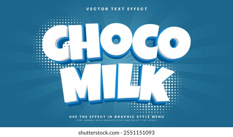 Choco Milk 3D Editable text effect Template with Trendy Cartoon Style template 