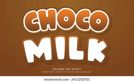 choco milk editable 3d text effect template bold typography and abstract style drinks logo and brand