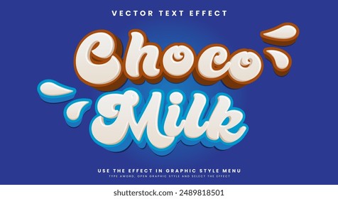 Choco Milk Plantilla de efecto de texto editable adecuada para leche fresca