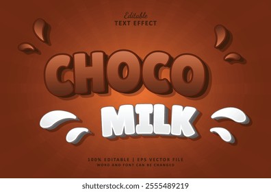 Choco Milk Editable Text Effect Style 3d. Suitable For Bussines Brand About Healty Drink or Milk.