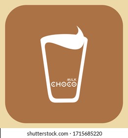 Choco Milk in a glass illustration or symbol for a cafe menu
