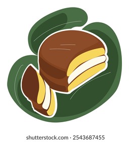 choco pie.Choco torta ilustração mão desenhada 