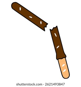 vetor isolado desenhado à mão da ilustração do bastão de chocolate