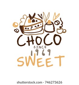Choco sweets shop hand drawn original logo design