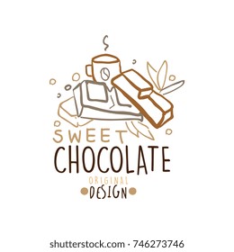 Choco sweets shop hand drawn logo template design