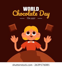 Choco Themed Flat Style Social Media Post Template for World Chocolate Day Illustration