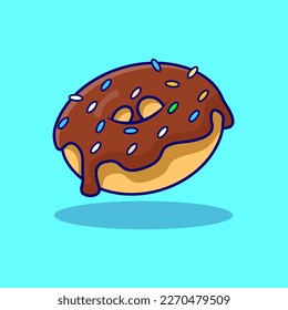 Choco Topped Donuts Vector, Flat Icon, Flat Design
