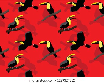 Choco Toucan Cartoon Vector Illustration Seamless Pattern Wallpaper-01