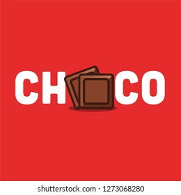 Choco Typography Cube of Chocolate Bar Vector Illustration