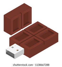 Choco usb flash icon. Isometric of choco usb flash vector icon for web design isolated on white background