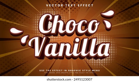 Plantilla de efecto de texto editable Choco Vanilla adecuada para productos de alimentos dulces