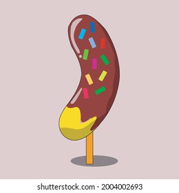 Chocobanano Vector 
Banana Covered In Dark Chocolate With Sweet Chips  Vector 