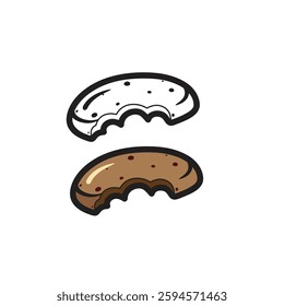 Chocokate cookies With illustration style doodle and line art, Cookie icon vector isolated on white background, logo concept of Cookie sign template, filled black symbol