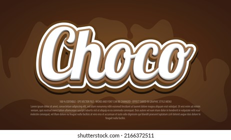 Efecto de texto modificable de estilo 3d de chocolate