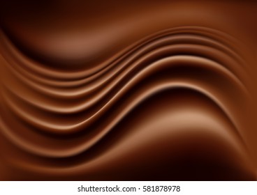 Chocolate Abstract Background, Brown Drapery Silk Fabric, Vector Illustration