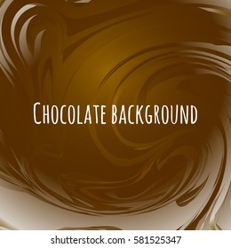 Chocolate abstract background. Brown wavy melted choco. Sweet vector illustration.