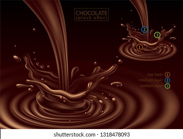 Chocolate advertising design.     3D vector. High detailed realistic illustration