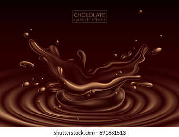 chocolate advertising design  with chocolate  splash effect,  high detailed realistic illustration