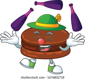 Chocolate alfajor cartoon character concept love playing Juggling