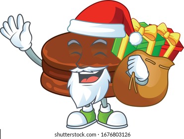 Chocolate alfajor Cartoon character of Santa with box of gift