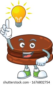 Chocolate alfajor mascot character design with have an idea cute gesture