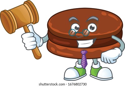 Chocolate alfajor wise judge cartoon character design with cute glasses