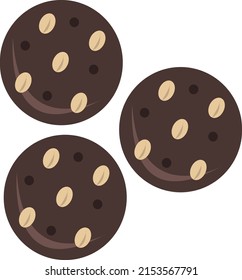 Chocolate almond cookies flat vector art. Chocolate almond cookies vector cartoon illustration for graphic design and decorative element