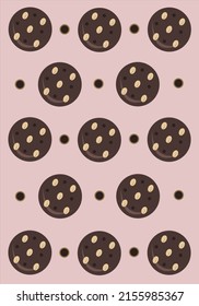 Chocolate almond cookies flat vector wallpaper. Chocolate almond cookies vector cartoon wallpaper for graphic design, illustration, and decorative element