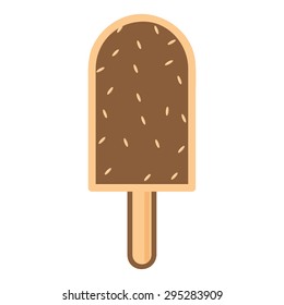 Chocolate with Almond Nuts Ice Cream Vector Icon Illustration on White Background