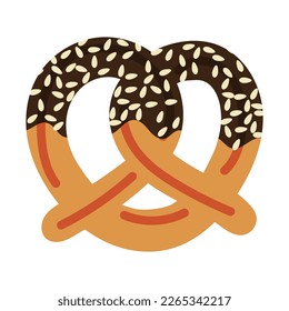 Chocolate and almond pretzel icon. Vector illustration.