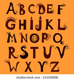 Chocolate alphabet. Vector Illustration 