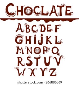 Chocolate alphabet. Vector Illustration 