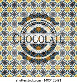 Chocolate arabesque emblem background. arabic decoration.