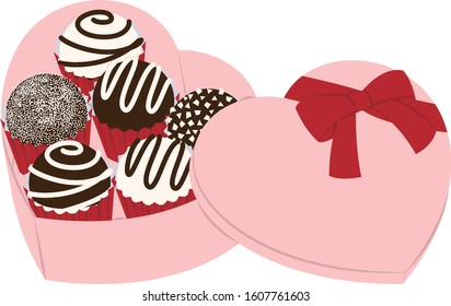 chocolate assortment in heart shaped gift box