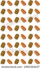 Chocolate babka bread pattern on white background