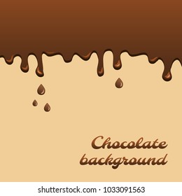Chocolate background. Dripping chocolate. Vector illustration