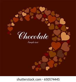 Chocolate background with hearts. Vector Illustration