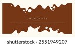 Chocolate background of Modern poster, dynamic splashes and drops. Vector illustration in a flat style of minimalism