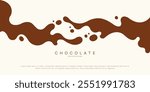 Chocolate background of Modern poster, dynamic splashes and drops. Vector illustration in a flat style of minimalism