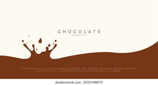 Chocolate background of Modern poster, dynamic splashes and drops. Vector illustration in a flat style of minimalism	